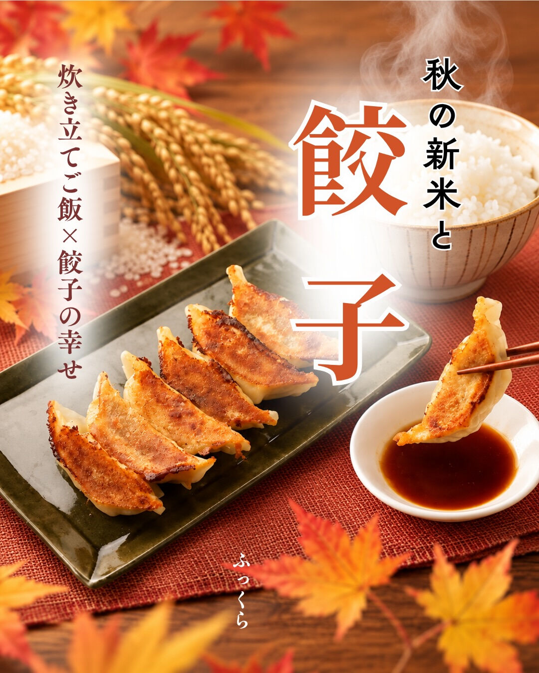 🌾 秋の新米と焼きたて餃子🥟